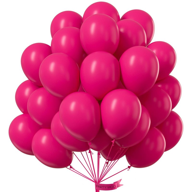 PartyWoo Hot Pink Balloons 101pcs 12 Inch Magenta Fuchsia Balloons for Baby Shower Gender Reveal Engagement Bachelorette Wedding Bridal Shower Anniversary Birthday Party Decorations Pink-Y12