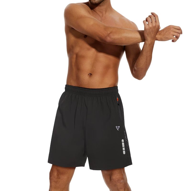 FIONECA 2 Pack Mens Athletic Shorts Quick Dry 7 Inch Running Shorts Breathable Mesh Gym Workout Shorts with Zipper Pockets(Black&Black,M