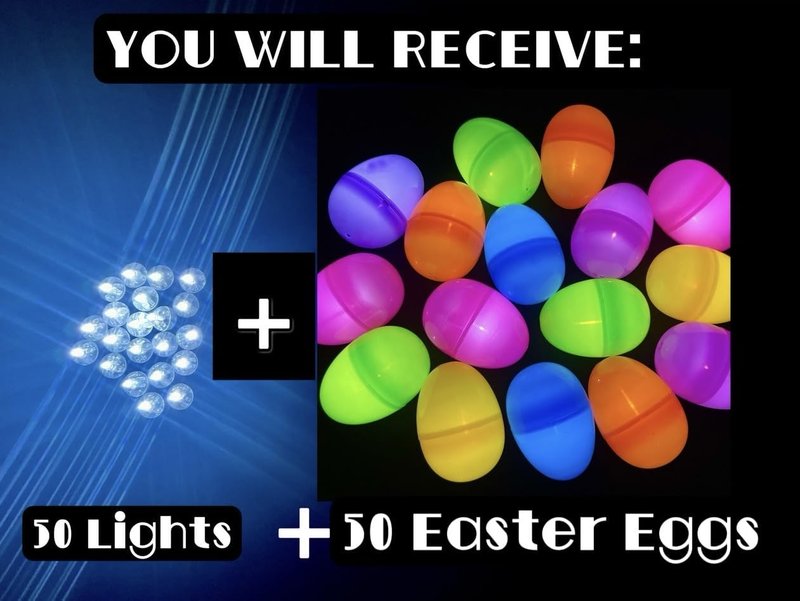 GiftExpress 50 Pcs 72 hrs Glow in the Dark Easter Eggs for Easter Hunt, Basket Fillers and Goodie Favor, Prefilled Plastic Egg, Surprising Egg - Bright Colors Light up for 3 days