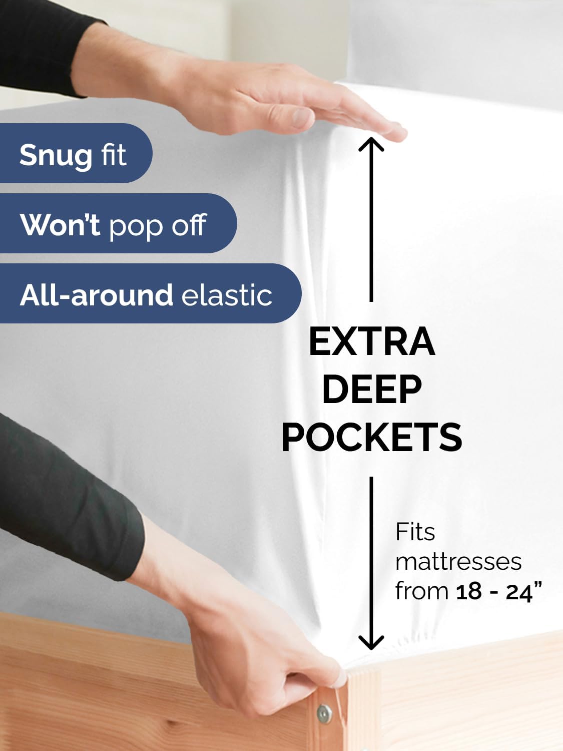 Skiennix Extra Deep King Sheet Set | 6-Piece Breathable Cooling Bedding - Soft, Wrinkle-Free White