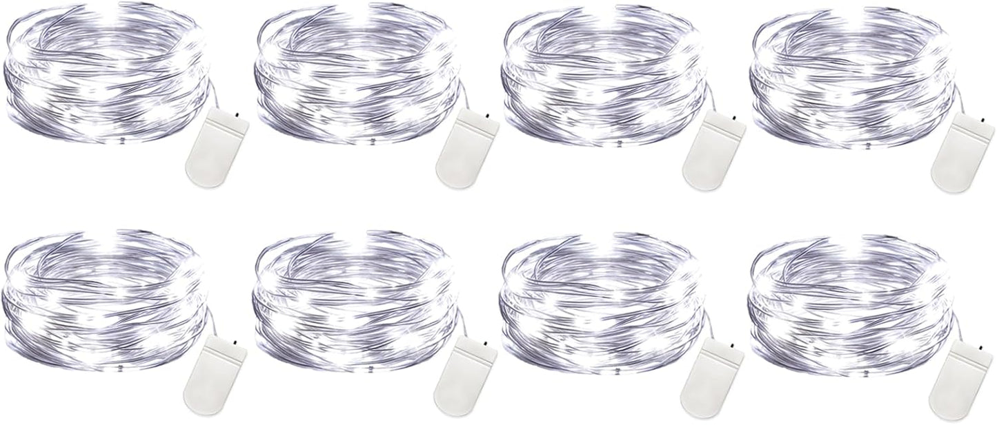 VOOKRY 30 LED Fairy String Lights - 10 ft Mini Silver Wire for DIY Crafts & Wedding Decor | Cool White