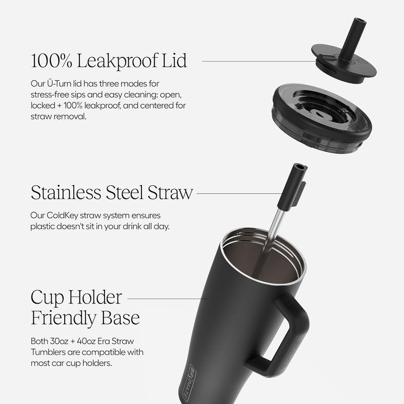 BrüMate Era 30 oz Tumbler with Handle & Straw | 100% Leakproof Insulated Water Bottle Tumbler with Lid & Flexible SoftSip Straw | Made of Stainless Steel | Cup Holder Friendly | 30oz (Primrose)