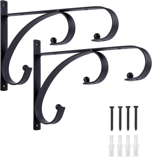 Regine Switzerland 10-Inch Iron Plant Hangers - Decorative Hooks for Indoor/Outdoor Use | 2-Pack