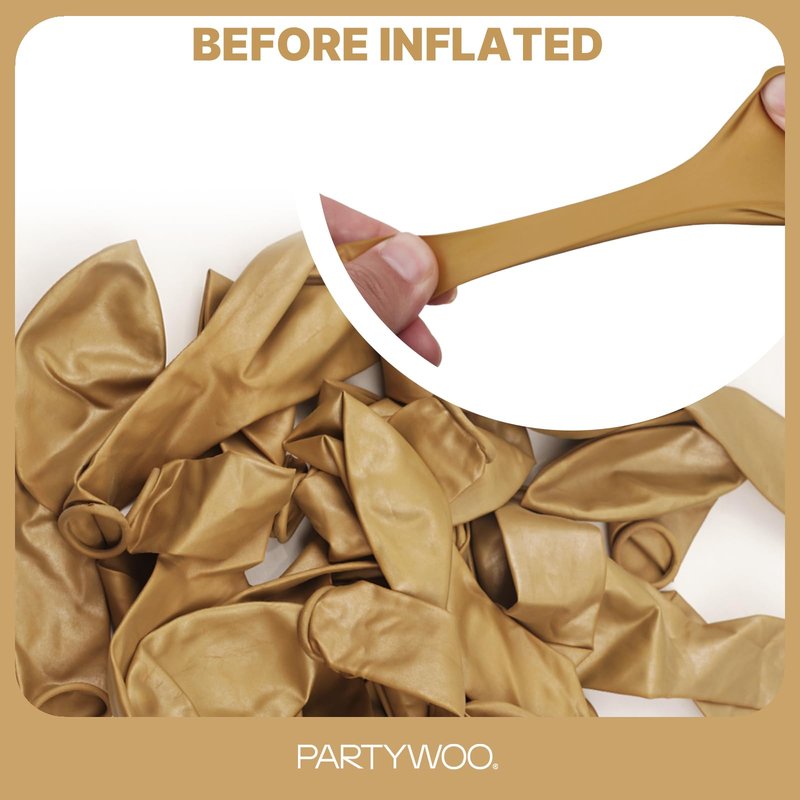 PartyWoo Metallic Gold Balloons 50pcs 12 Inch Chrome Gold Latex Helium Balloons for Wedding Christmas Birthday Graduation Baby Shower Retirement Bachelorette Tea Party Decorations Gold-G127