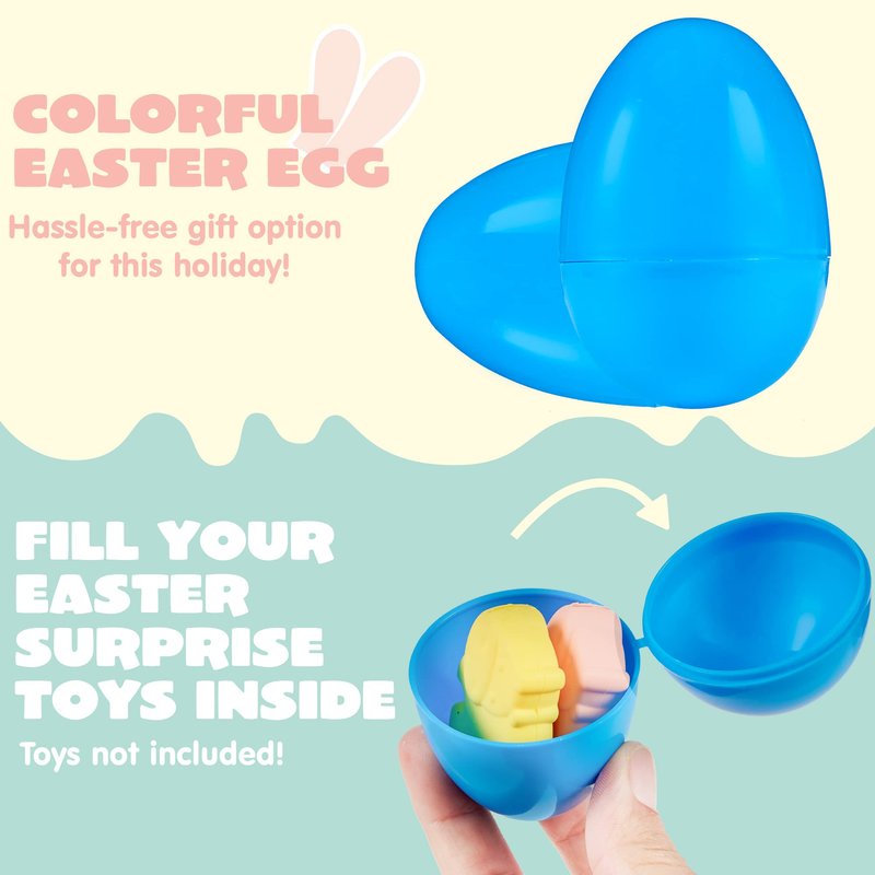 JOYIN 3.15" Easter Eggs, Fillable Plastic Eggs Empty Colorful Bright Eggshells with Hinge for Easter Hunt, Filling Treats, Party Favor, Basket Stuffers, Classroom Prize Supplies, 50 PCS