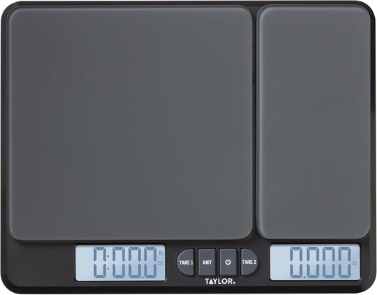 Taylor Kitchen Scale - Dual Platform Digital Grams & Ounces for Weight Loss & Cooking | 15lb Capacity, Black