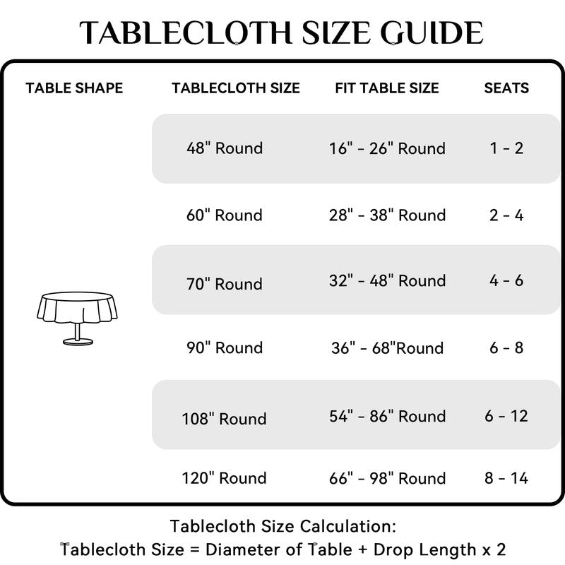 Softalker Round Tablecloth, Waterproof & Stain Resistant Table Cloth Wrinkle Free Fabric 210GSM Polyester Table Cover for Spring/Party/Outdoor - 48 inch,White