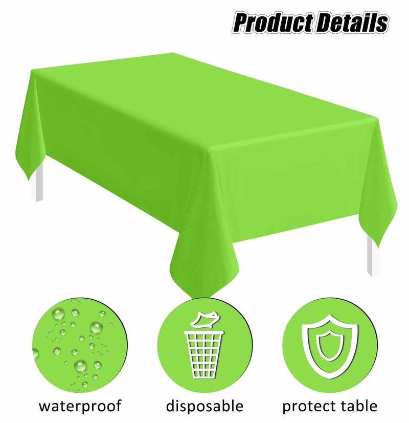 SietDESEO 2 Pack Lime Green Plastic Tablecloth Rectangle 54 x 108 Premium Disposable Table Cloth Plastic Lime Green Table Cover for Wedding Baby Shower Party Decorations
