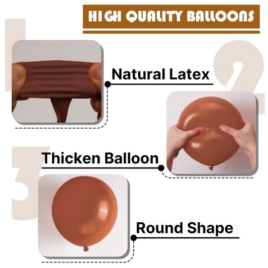 PartyWoo Dark Brown Balloons 140pcs Different Sizes of 18 12 10 5 Inch Boho Neutral Coffee Tan Balloon Arch Kit Garland for Birthday Boy Baby Shower Jungle Safari Fall Party Decorations Brown-F08