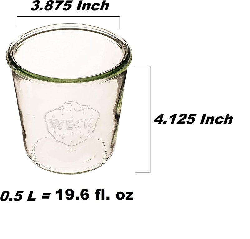 WECK Canning Jars 742 Mold Jars made of Transparent Glass - Eco-Friendly Canning Jar - Storage for Food, Yogurt with Air Tight Seal and Lid - 1/2 Liter Tall Jar Set - (2 Jars)