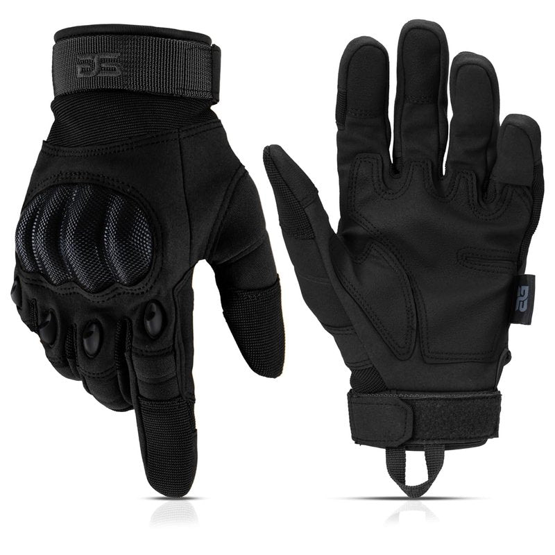 Glove Station Gloves for Men – Touchscreen Utility Gear with Hard Knuckle Protection Used in Motorcycle, Airsoft, & Outdoor Work Black - Hard Knuckle Small