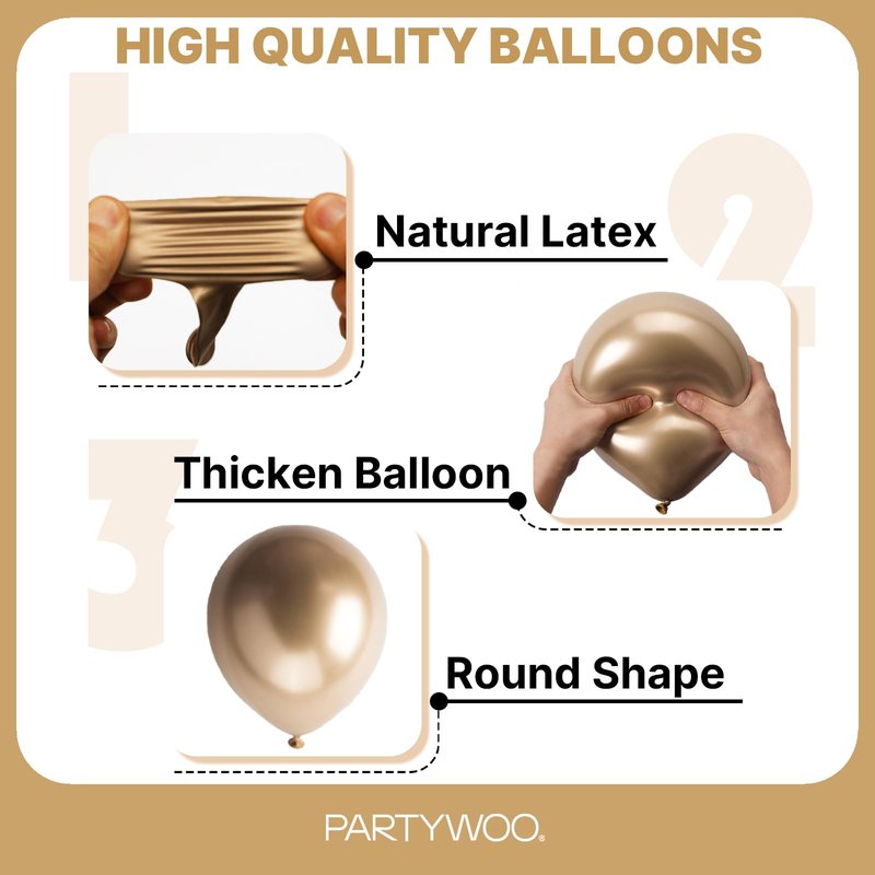 PartyWoo Metallic Gold Balloons 50pcs 12 Inch Chrome Gold Latex Helium Balloons for Wedding Christmas Birthday Graduation Baby Shower Retirement Bachelorette Tea Party Decorations Gold-G127