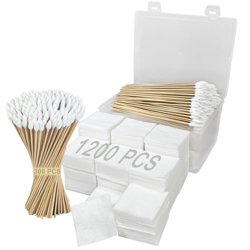 Guyuyii Gun Cleaning Supplies – 2" Lint-Free Cleaning Patches and 6" Pointed Cotton Swabs for Rifles, Pistols, Shotguns | for Gun Owners, Range Cleaning, Hunting Trips | Fits All Calibers