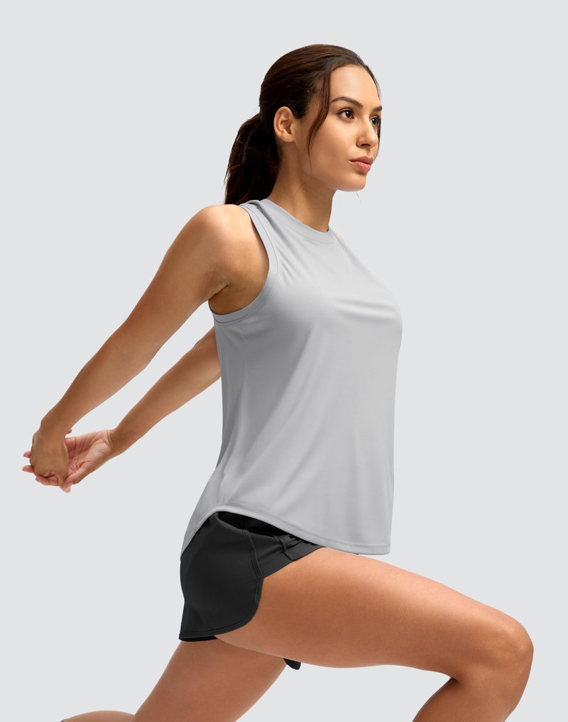 SANTINY Women's Sleeveless Workout Tops Lightweight Tennis Yoga Athletic Running Shirts Racerback Tank Tops for Women (Light Grey_XL)