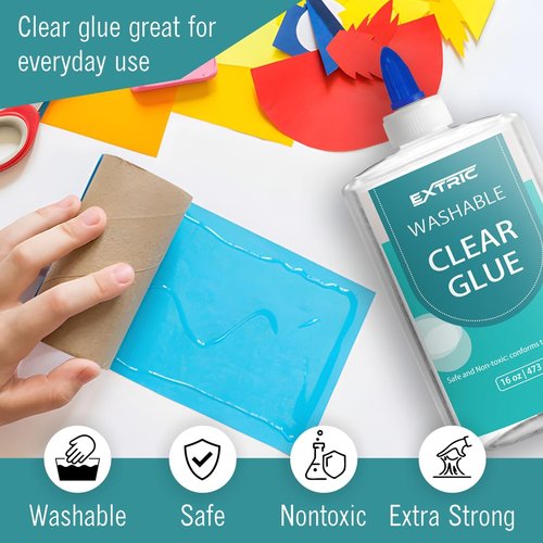 Clear Glue by Elmer's - Washable Liquid Glue 9 Ounces, Perfect for Slime and Art Projects | Non-Toxic, Dries Clear