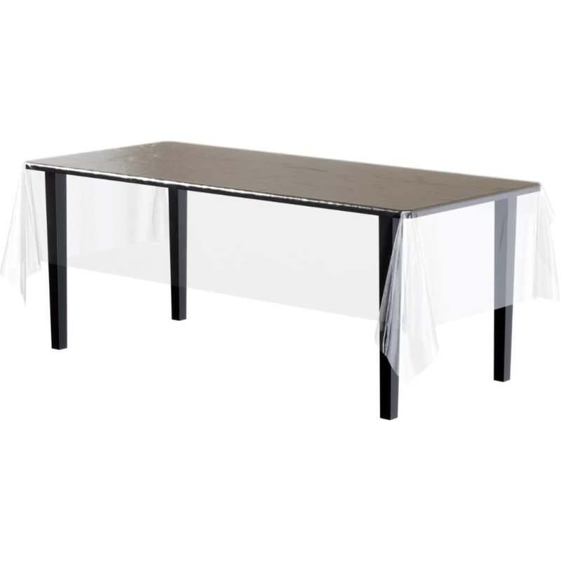 Exquisite 12-Pack Premium Plastic Tablecloth Pack of 12 Premium Plastic Tablecloth 54 Inch x 108 Inch Rectangle Table Cover - Clear