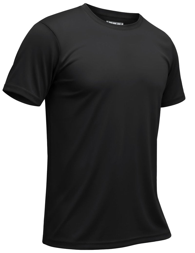 TACVASEN Shirts for Mens Black Athletic Shirt Dry Fit Short Sleeve Running Mens Workout T-Shirts Rash Guard Sun Protection Tshirts L