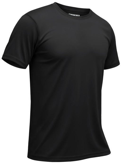 TACVASEN Shirts for Mens Black Athletic Shirt Dry Fit Short Sleeve Running Mens Workout T-Shirts Rash Guard Sun Protection Tshirts L
