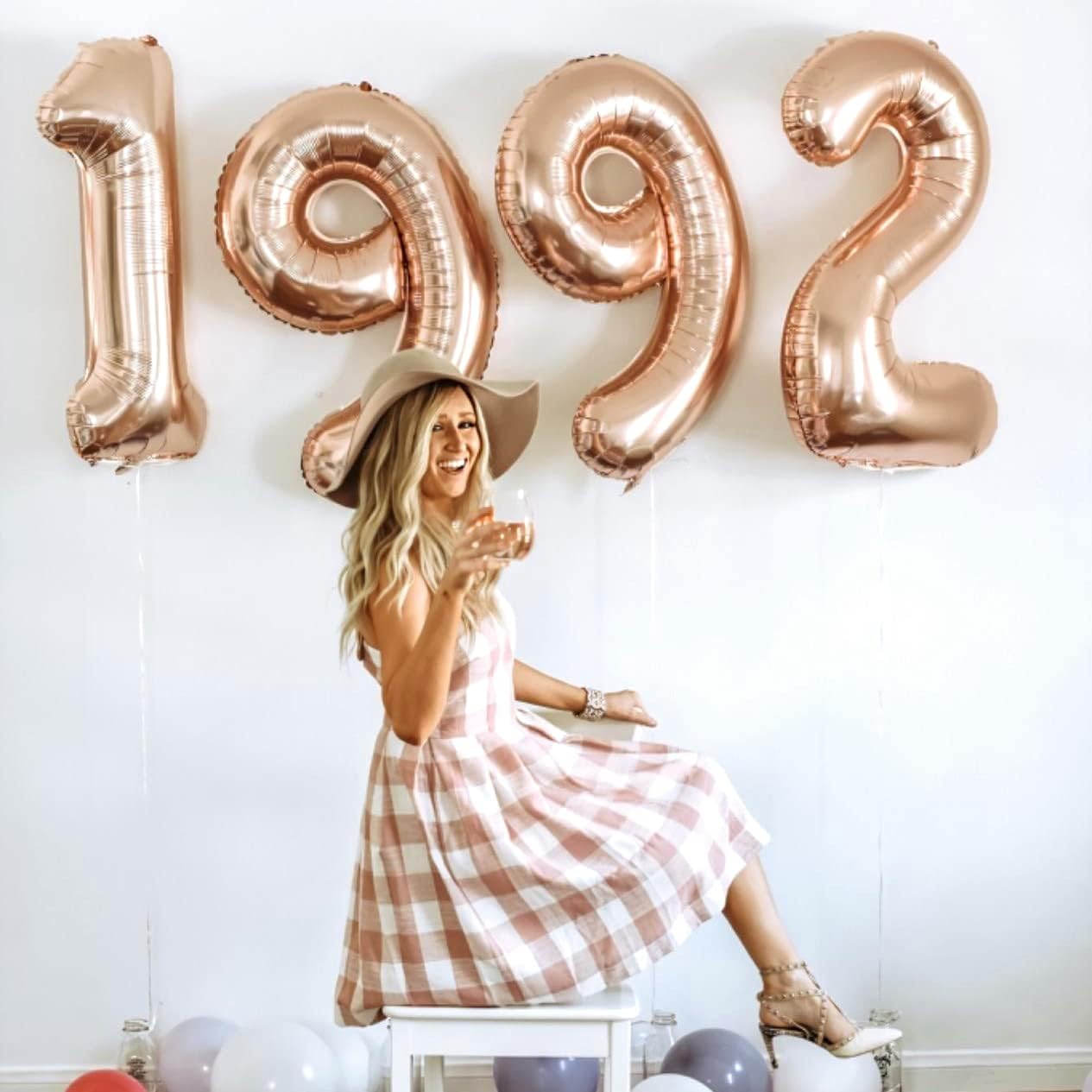 Regine Switzerland 40-Inch Rose Gold Number Balloons - Self-Inflating Foil 9 for Birthdays & Anniversaries
