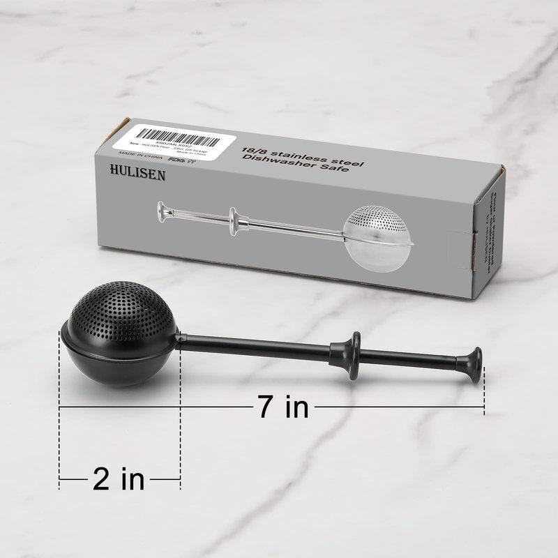 HULISEN Flour Duster for Baking, One-Handed Operation, 304 Stainless Steel Powdered Sugar Shaker Duster, Pick Up and Dust Flour Sifter, Gift Package, Black
