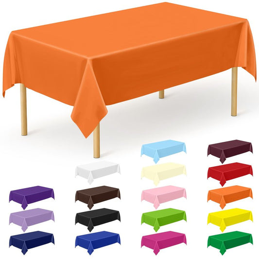 QZYL 12 PCS Orange Rectangle Table Cover, Disposable Plastic Table Cloth Rectangle, 54 X 108 in Decorative Smooth Table Cloth for Picnic Table Birthday Parties Weddings Outdoor Celebrations