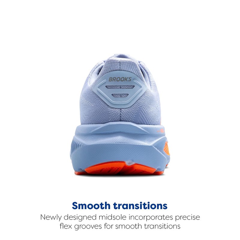 Brooks Women’s Ghost 17 Neutral Running Shoe - Blue Heron/White/Orange - 12 Medium