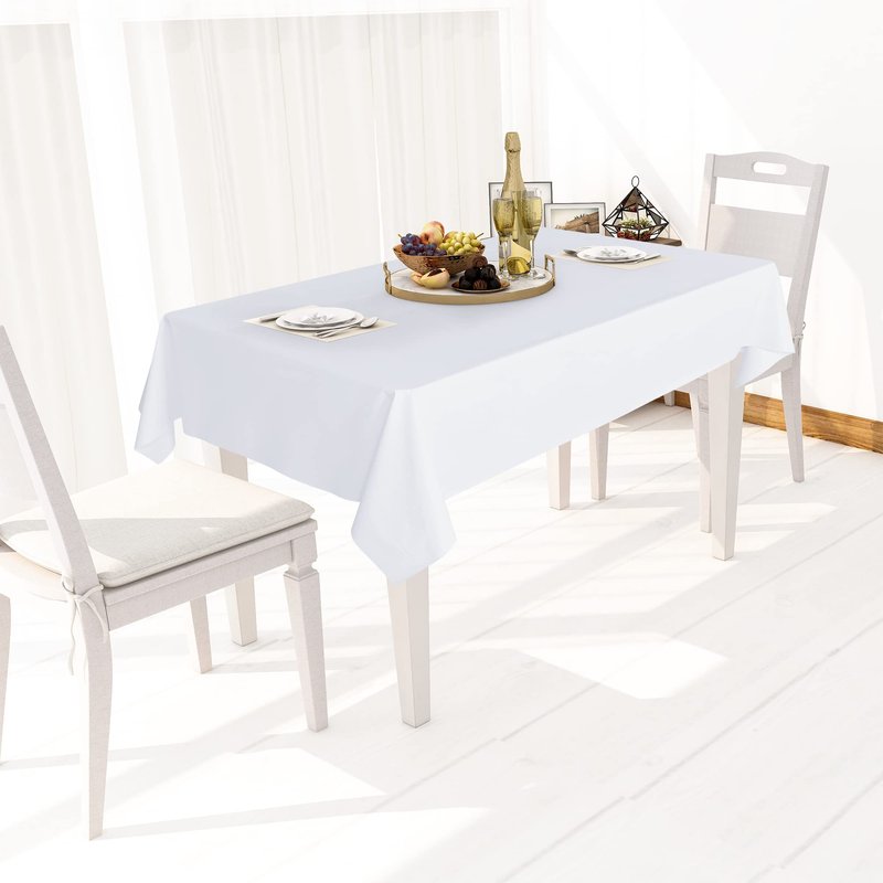 sancua 100% Waterproof Rectangle PVC Tablecloth - 70 x 70 Inch - Oil Proof Spill Proof Vinyl Table Cloth, Wipe Clean Table Cover for Dining Tables, Buffet Parties and Camping, White
