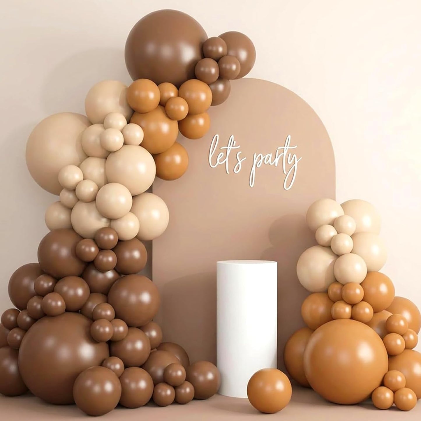 RUBFAC Tan Balloons - 129-Piece Latex Garland Kit | Boho Neutral Light Brown for Weddings & Parties