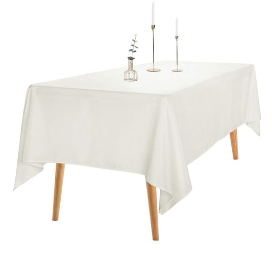 Ascoza 2pack 60x102 Inch Ivory Rectangular Tablecloth 6 Feet Table Cloth in Polyester Fabric for Wedding/Banquet/Restaurant/Parties