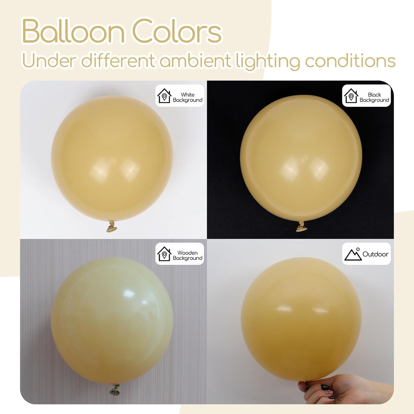Skiennix Tan Balloons - 120-Piece Light Brown Balloon Set for Boho Wedding & Party Decor | 5-18 Inch Sizes