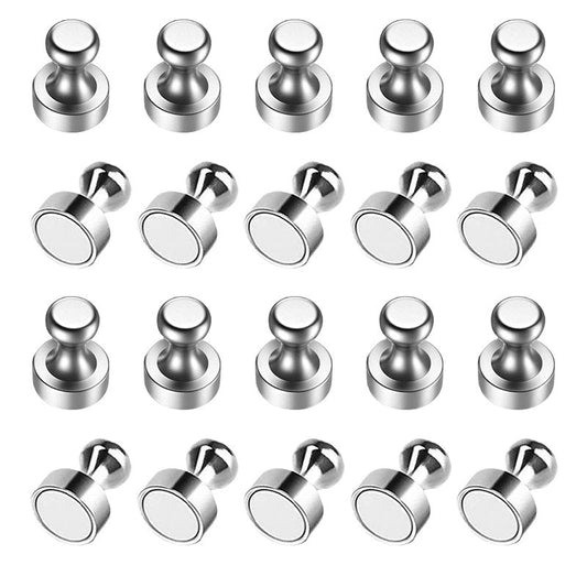 Fridge Magnets, Refrigerator Magnets, 20PCS Small Strong Magnets for Whiteboard, Magnetic Push Pins Perfect for Office Classroom Kitchen Accessories Sliver