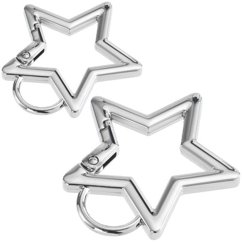 HINZIC 2 PCS Slack Star Carabiner, 2 Sizes Zinc Alloy Star Shaped Keychain Clips Heavy Duty, Cool Carabiner Clip Accessories for Camping, Hiking, Fishing