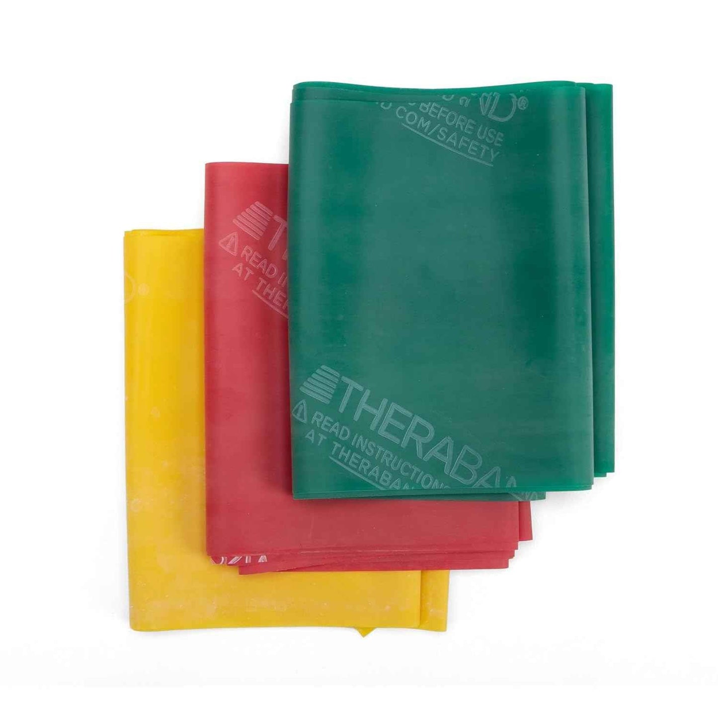 THERABAND Resistance Bands Set - Non-Latex Elastic Exercise Bands for Strength Training & Physical Therapy - Beginner Kit with Yellow, Red, Green