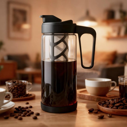 wedrink 44oz Cold Brew Coffee Maker, 1.3L Borosilicate Glass Cold Brew Pitcher with Comfortable Handle, Removable Filter & Anti-Slip Silicone Bottom