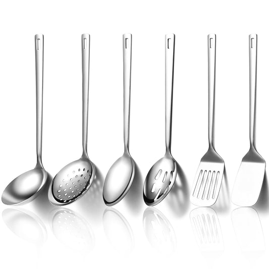 Evanda Kitchen Utensils Set 6pcs, Stainless Steel Cooking Utensils Set, Heavy Duty Kitchen Tools Spatulas Set, Home Essentials Kitchen Gadgets Accessories
