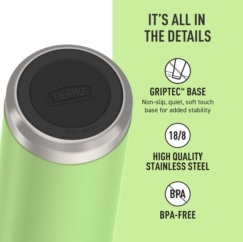 THERMOS ICON SERIES, Water Bottle with Spout - 18 Ounce, Lime - Stainless Steel Vacuum Insulated Water Bottle with Lid