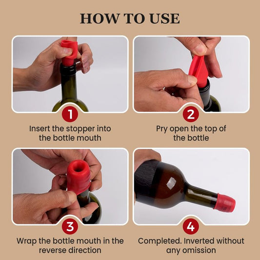 Silicone Wine Stopper for Wine Bottle, 2025 New Bottle Stopper, Reusable Champagne Stopper for Party, Portable Silicone Cork for Home, Seal Bottle Cover for Beer (Multicolor-4Pack)