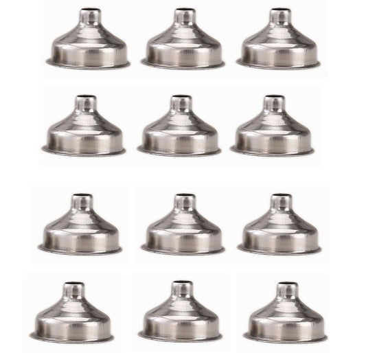 Skiennix Mini Funnels - 12 Pcs Stainless Steel Set for Bottles, DIY Lip Balms & Spices