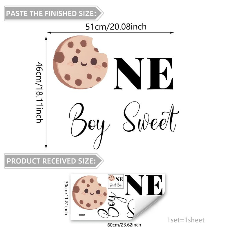 One Sweet Boy Decal Sign - Cookie 1st Birthday Decorations, Cookie and Milk First Birthday Party Supplies for Balloon Arch, Backdrop...… (Sweet Boy Decal)
