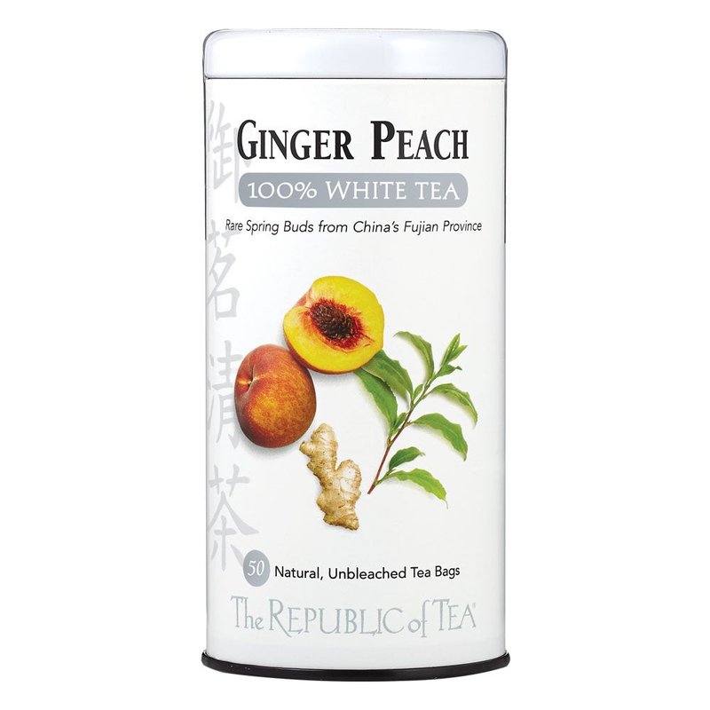 The Republic of Tea – Ginger Peach 100% White Tea Bags, Steeps 50 Low-Caffeinated Cups
