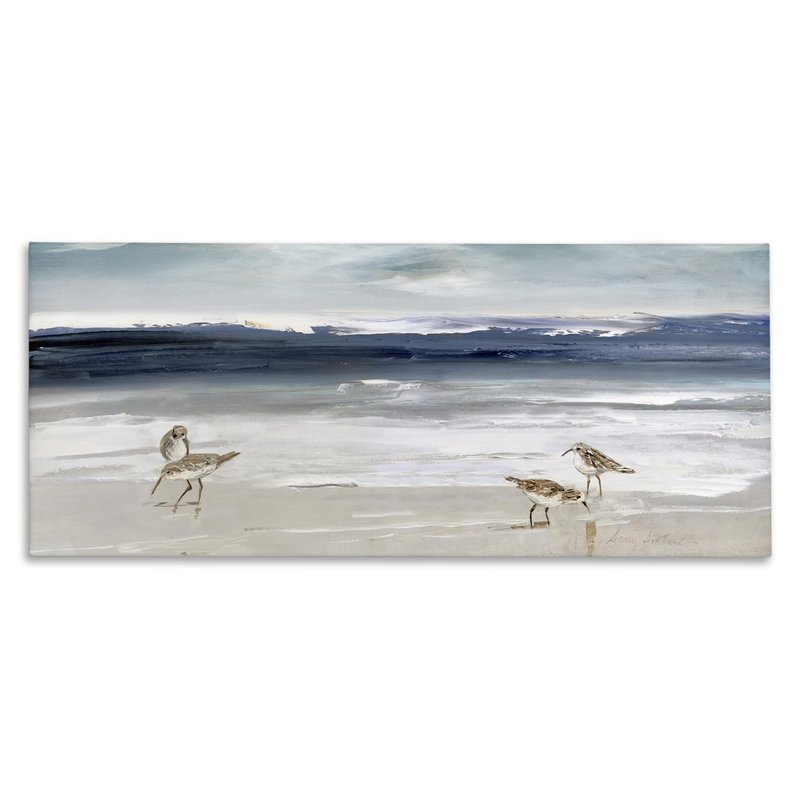 Stupell Industries 'Sandpipers Grazing Sea Shore', Canvas Art, 48 x 20 Inches, Easy to Hang and Sturdy, Made in USA, by Sally Swatland