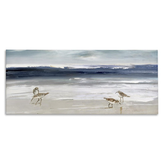 Stupell Industries 'Sandpipers Grazing Sea Shore', Canvas Art, 48 x 20 Inches, Easy to Hang and Sturdy, Made in USA, by Sally Swatland