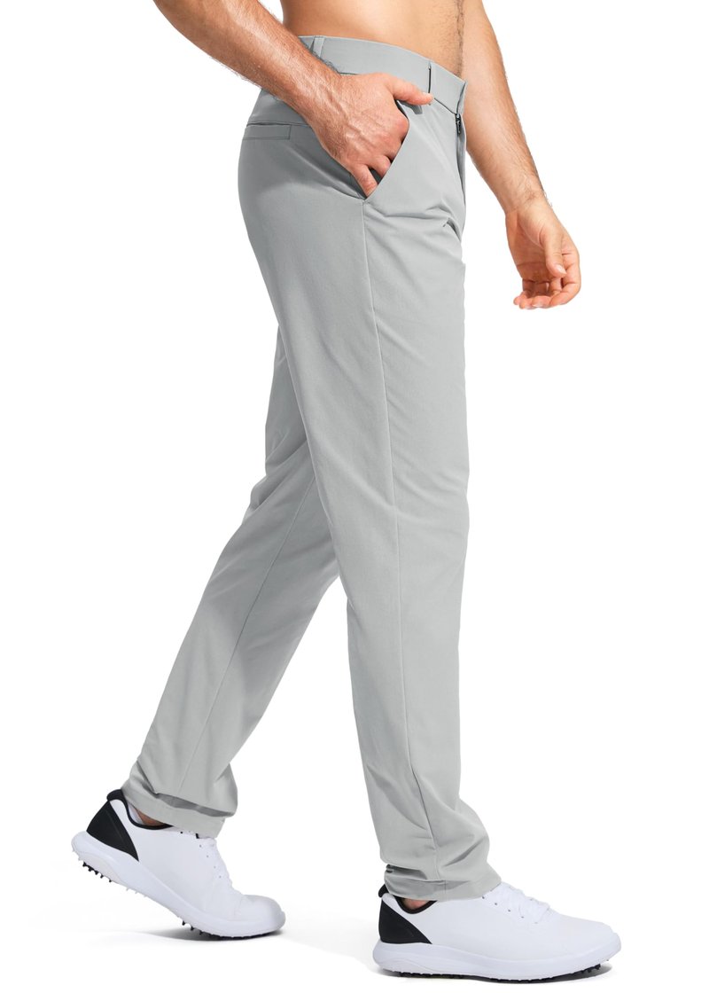Pudolla Men's Golf Pants Mens Dress Pants Stretch Work Pants 30 Lightweight Quick Dry Slacks Casual Trousers with Pockets(Bright Gray 38Wx30L)