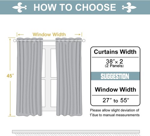 ChrisDowa Grommet Blackout Curtains - Thermal Insulated Room Darkening Panels, Royal Blue, 38W x 45L