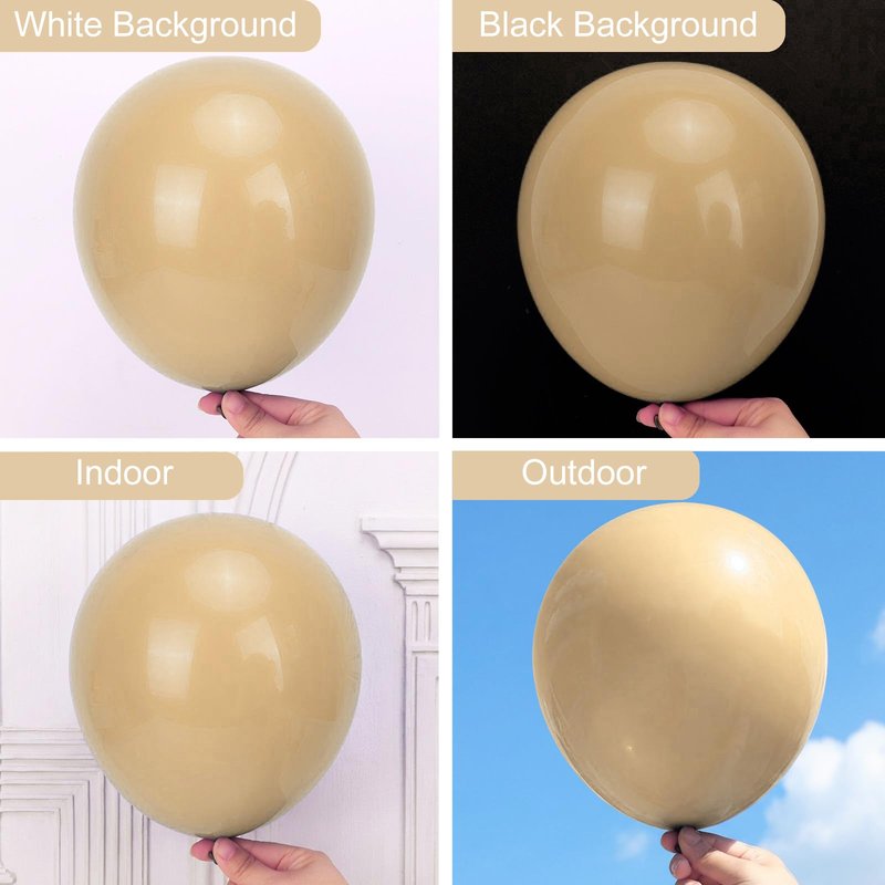 RUBFAC Vanilla Brown Beige Balloons 129pcs Different Sizes Pack of 18 12 10 5 Inch, Light Brown Cream Ivory Balloon Neutral Boho Garland Arch Kit for Wedding Baby Shower Birthday Party Decorations