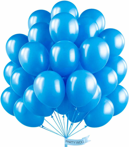 PartyWoo Pearl Blue Balloons - 50 Pcs 12 Inch Sky Blue Latex Helium Balloons for Celebrations