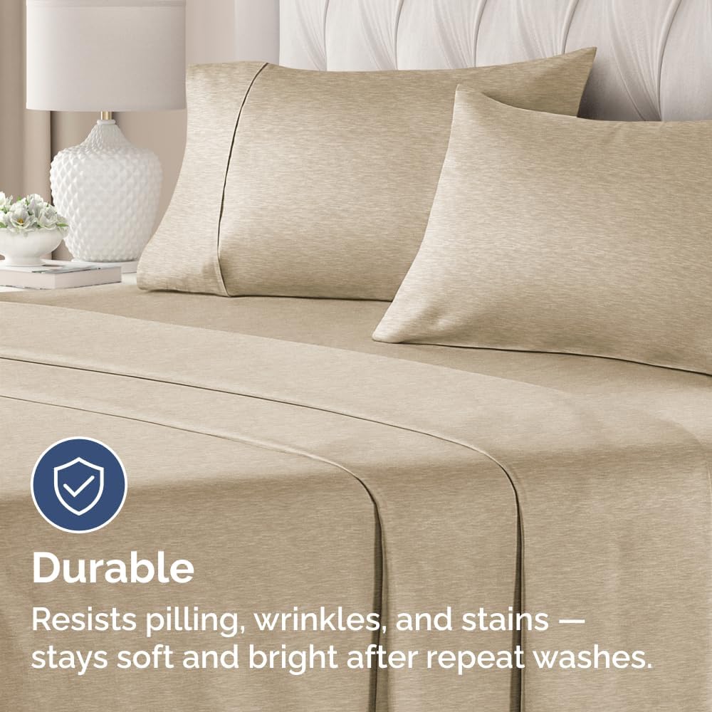Standard Pillow Cases Set of 2 | Ultra-Soft Hotel Quality Covers - Comfy, Wrinkle-Free & Stain Resistant - Heathered Beige