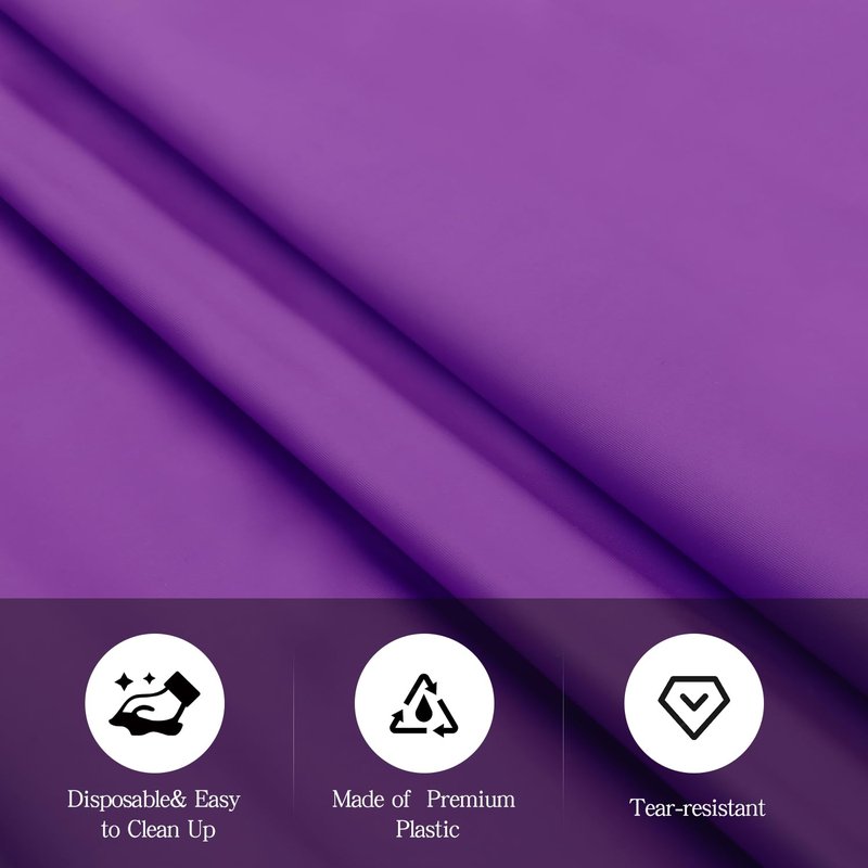 tujol Purple 6 Pack Plastic Table Cloth 54" x 108", Disposable Tablecloths Rectangle Table Cover, Plastic Tablecloths for Parties