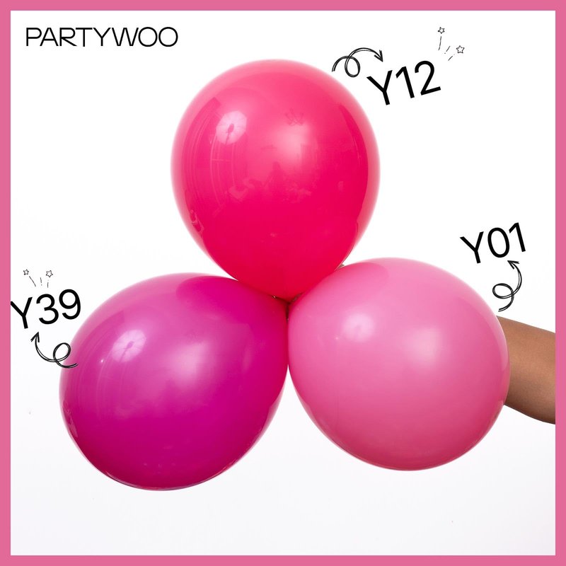 PartyWoo Hot Pink Balloons 140pcs Different Sizes of 18 12 10 5 Inch Magenta Fuchsia Dark Pink Balloon Arch Kit Garland for Wedding Girl Baby Shower Princess Birthday 1950s Party Decorations Pink-Y01