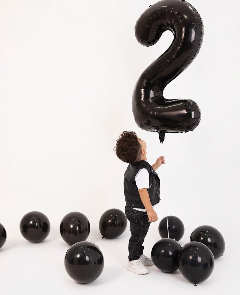 IWERP Number 2 Balloon, Black, 40 Inch, Unisex, Birthday Decorations, All Ages, Reusable, Self Sealing, Foil Mylar